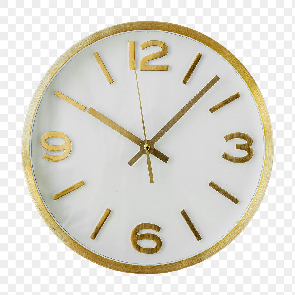 Round gold analog clock design element