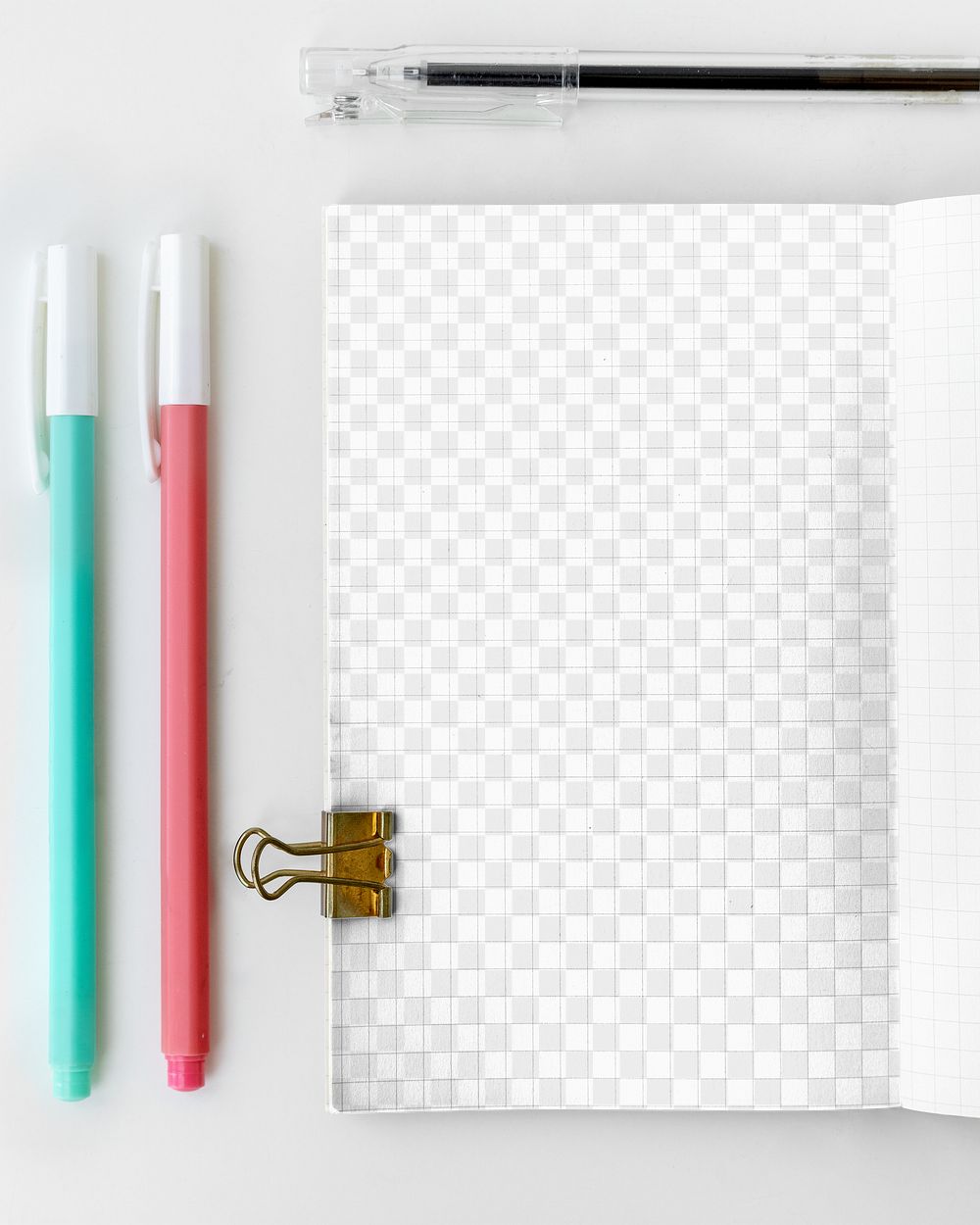 Blank grid patterned notebook page design element