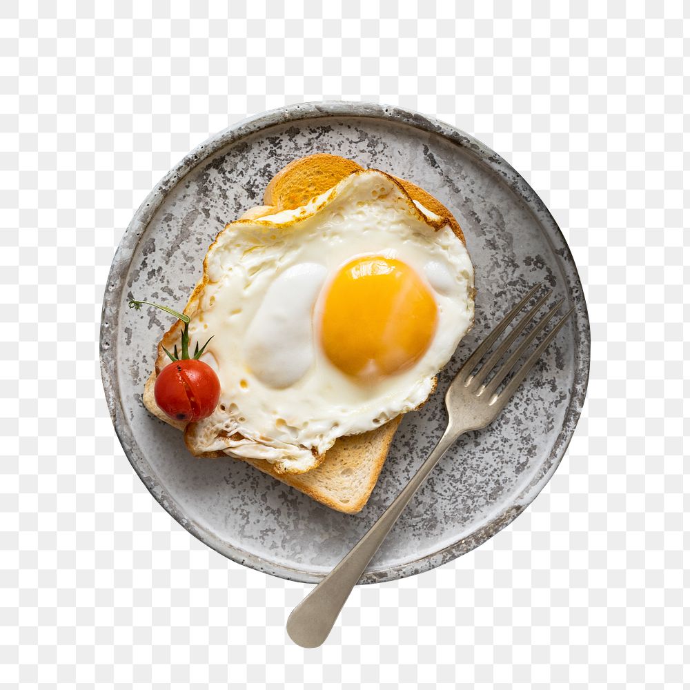 Fried egg on toast png mockup flat lay food photography