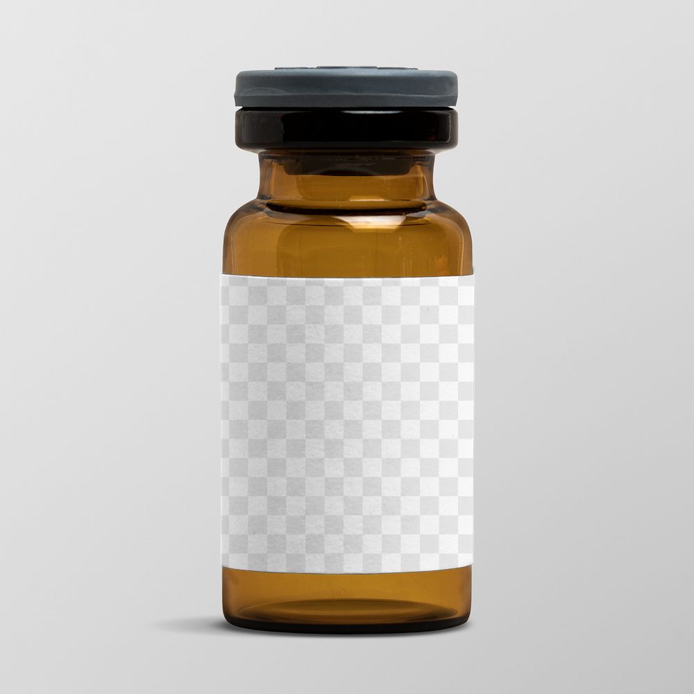 Png bottle label mockup amber injection glass vial