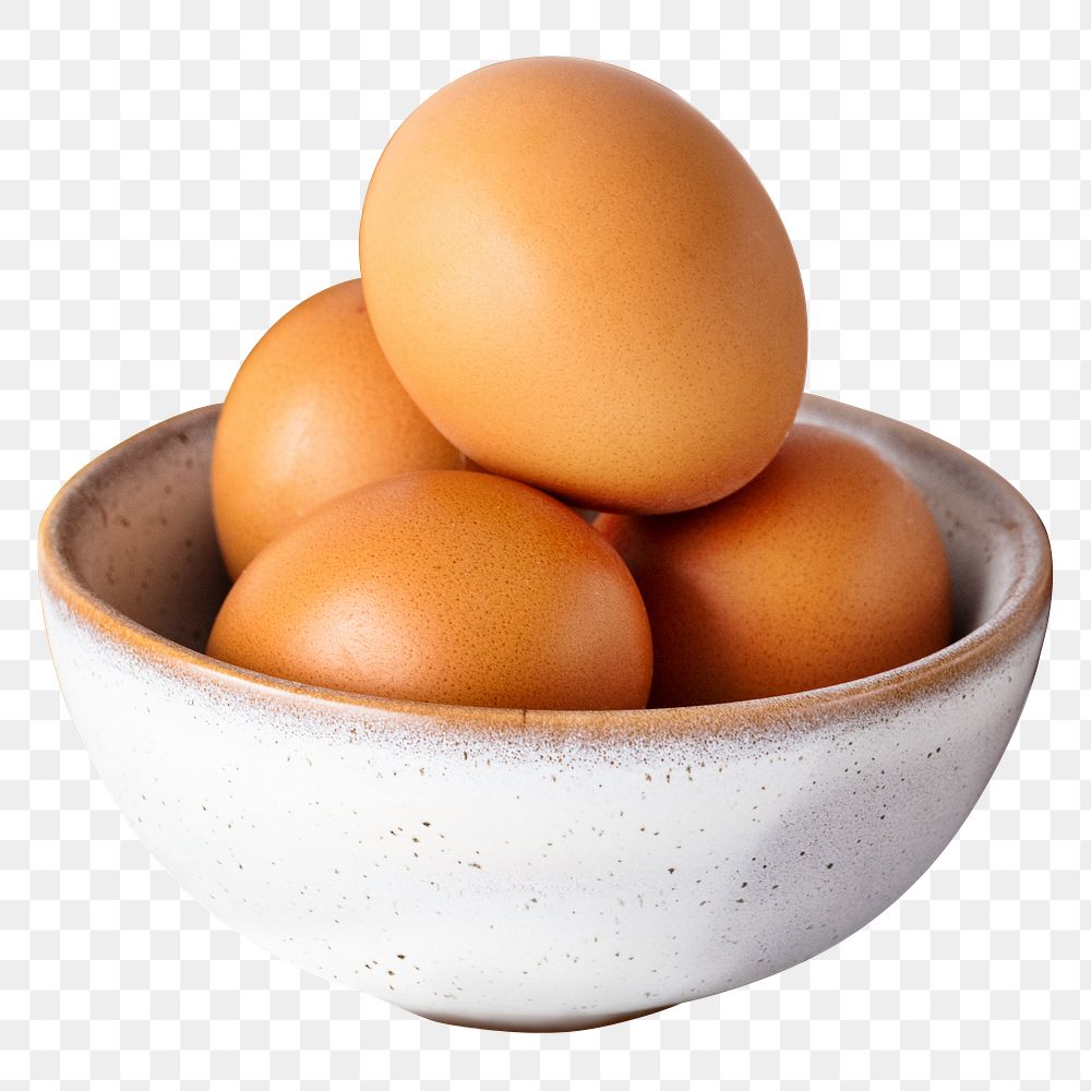 Eggs png in a ceramic bowl food photography