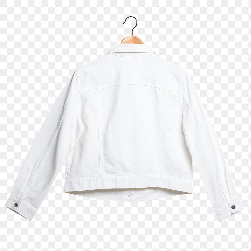 White denim jacket rear view Free PNG Sticker rawpixel