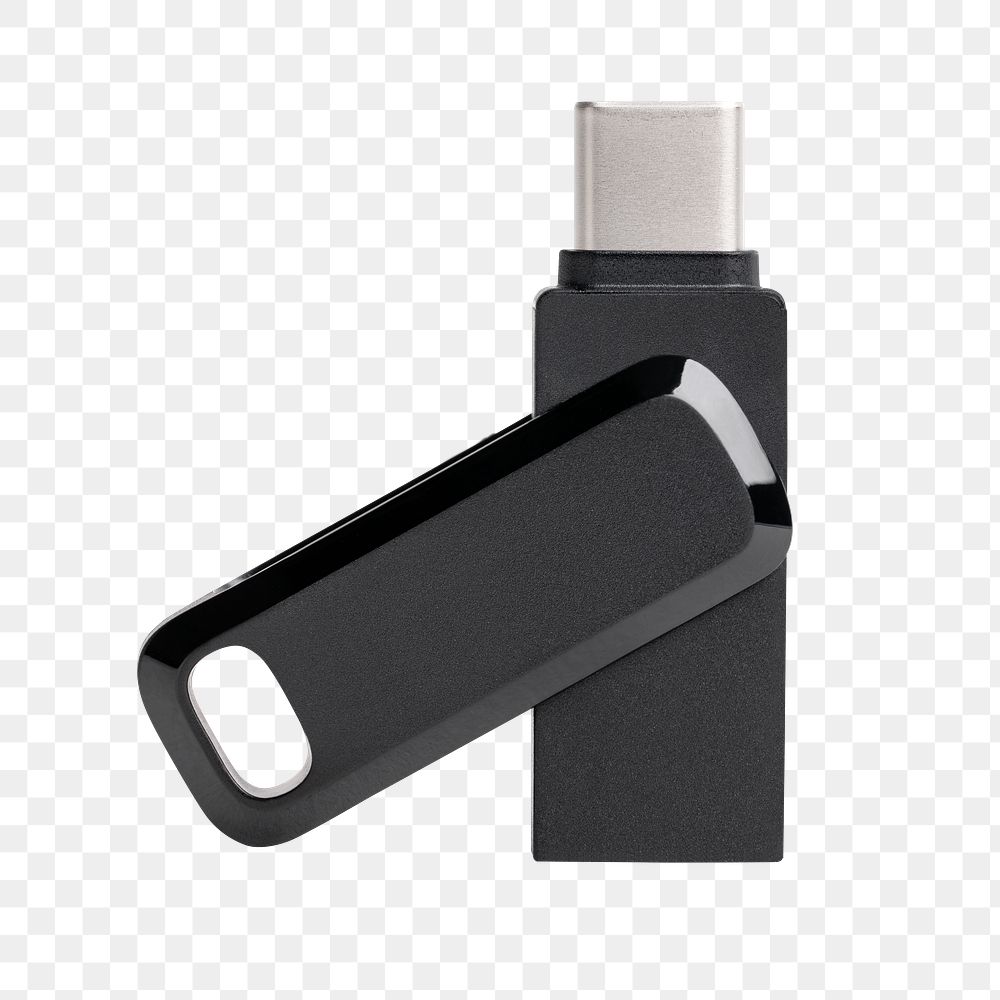 Black USB flash drive png mockup technology data storage device