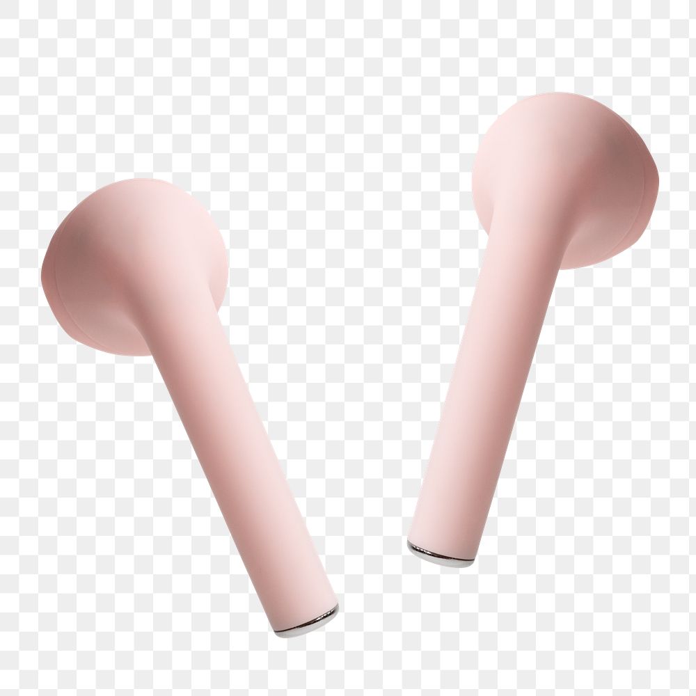 Pink wireless earbuds png digital earphones
