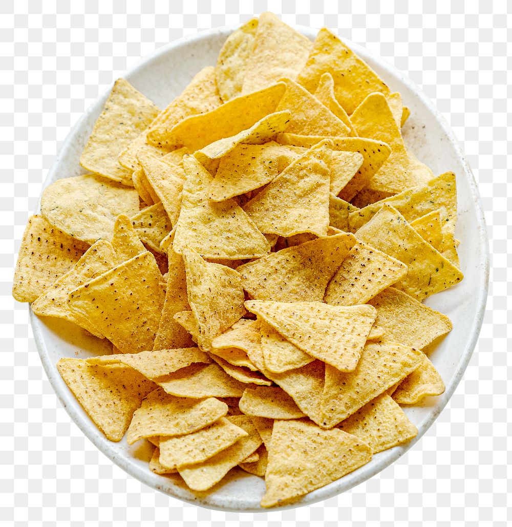Nacho chips mockup png corn tortillas in a bowl
