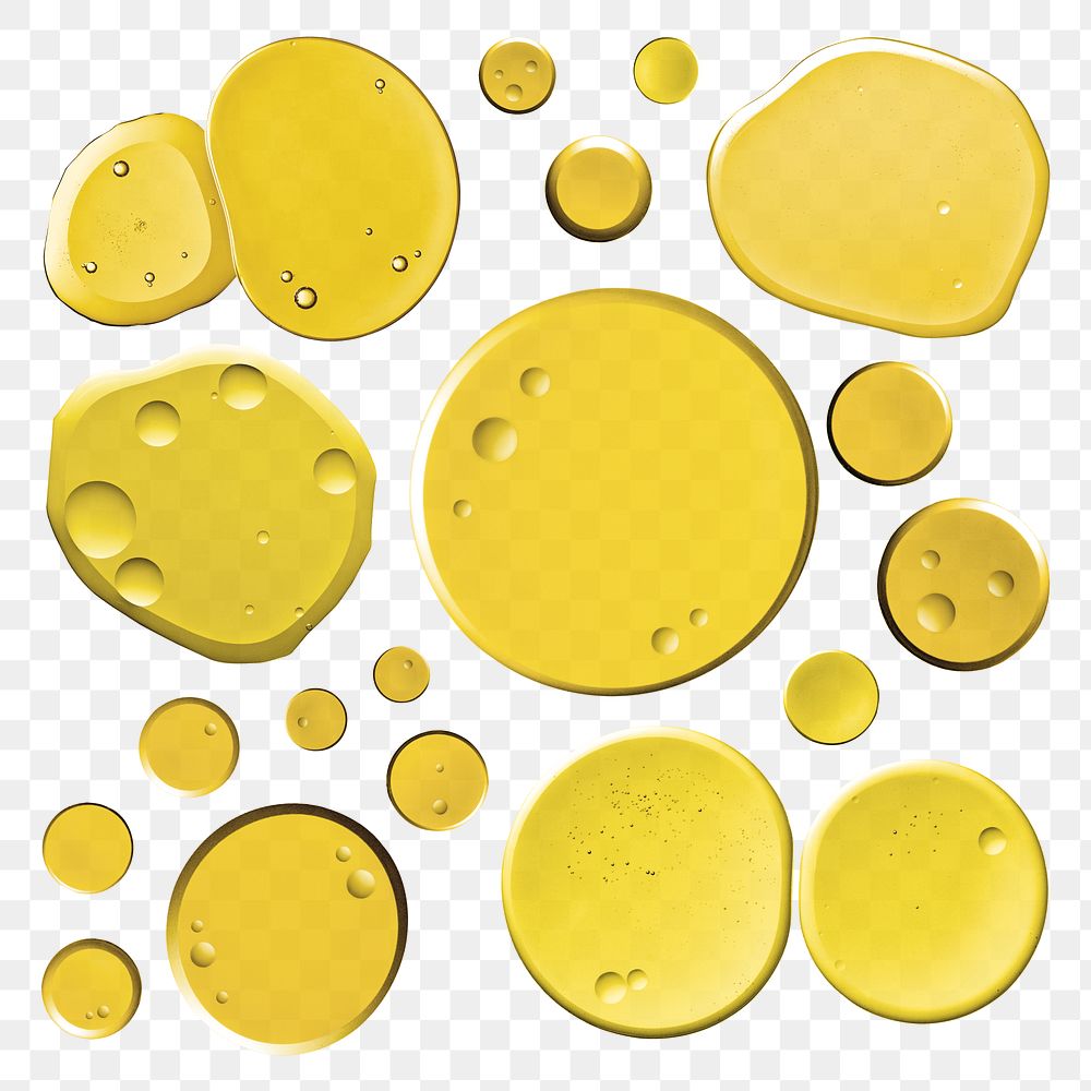PNG yellow liquid bubble macro shot cosmetic product