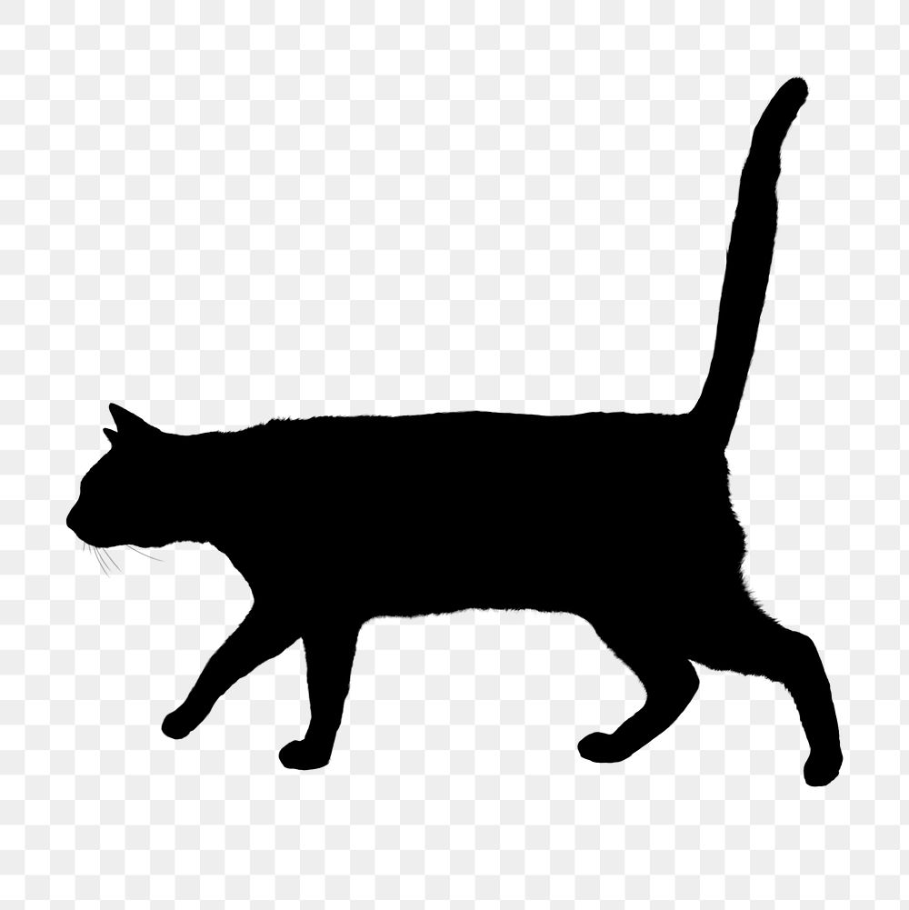 Cat silhouette png sticker, pet image on transparent background