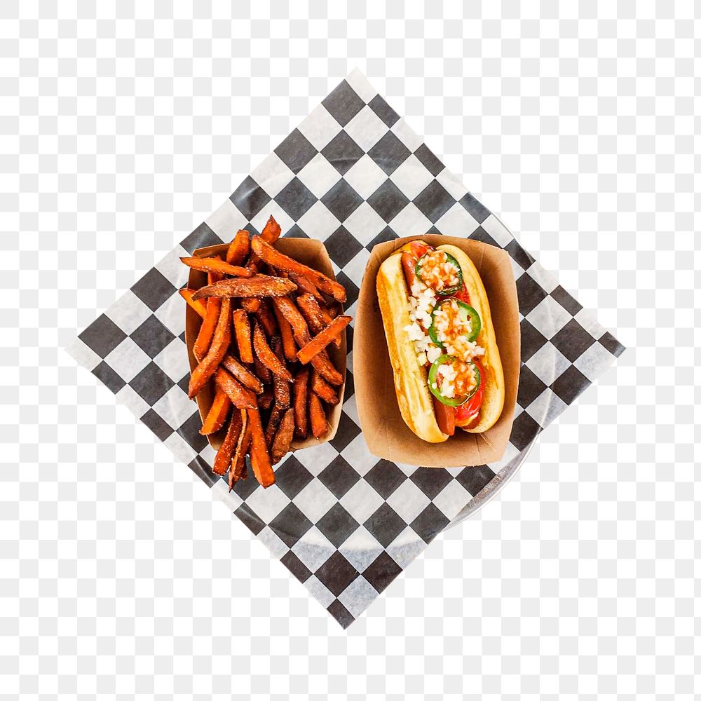 Png hotdog meal sticker, food photography, transparent background