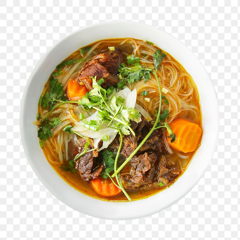 Png noodle soup sticker, food photography, transparent background