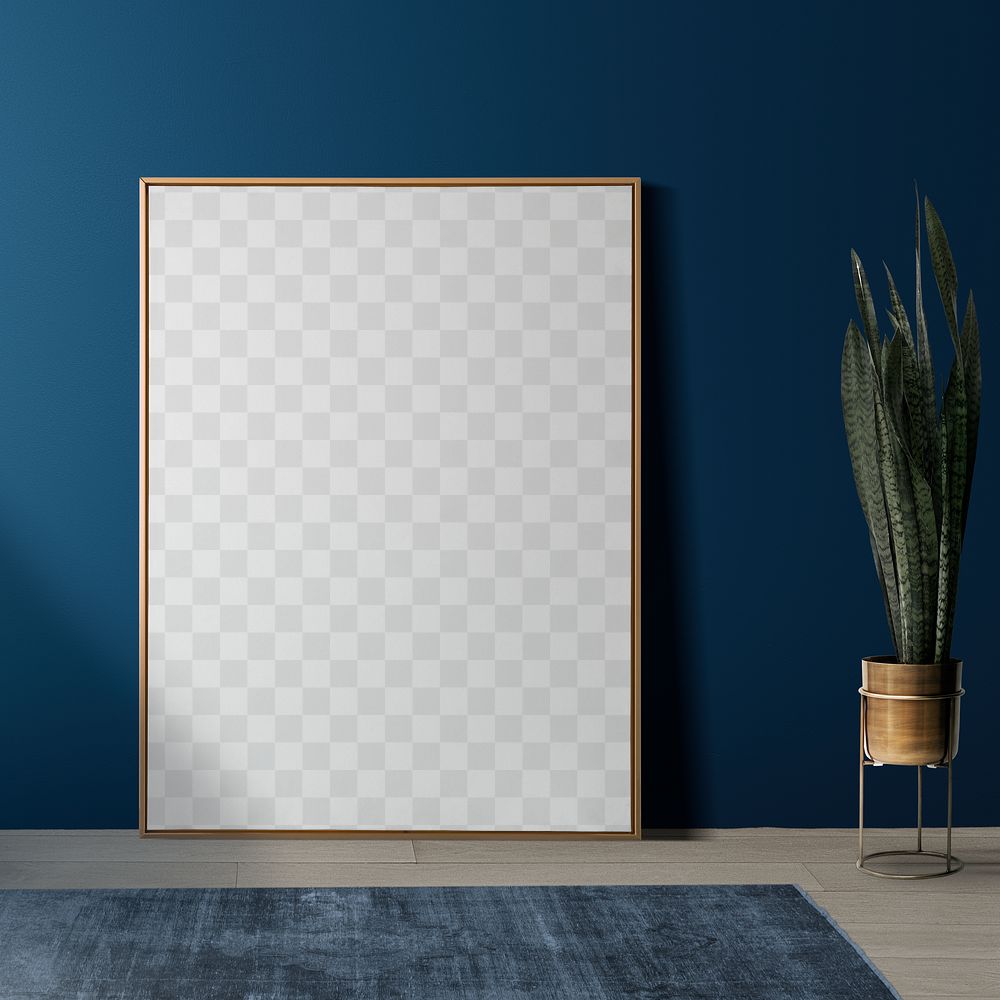 Picture frame png mockup in a modern living room