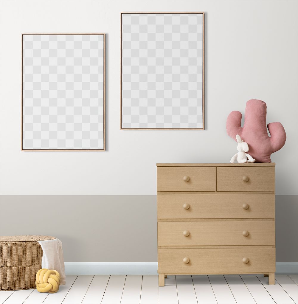 Picture frame png mockup in a minimal kids room