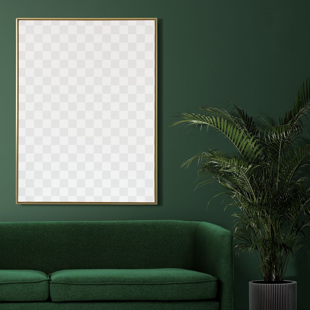 Picture frame png mockup in a modern living room