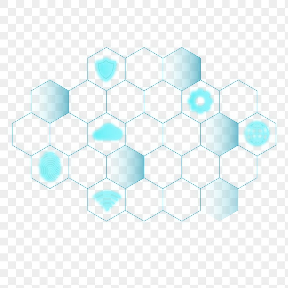AI png cloud technology icons, digital network symbols