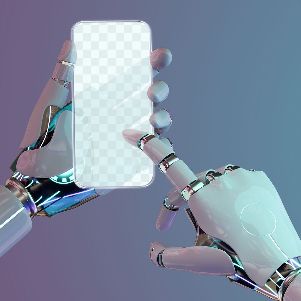 Png smartphone screen mockup, AI technology