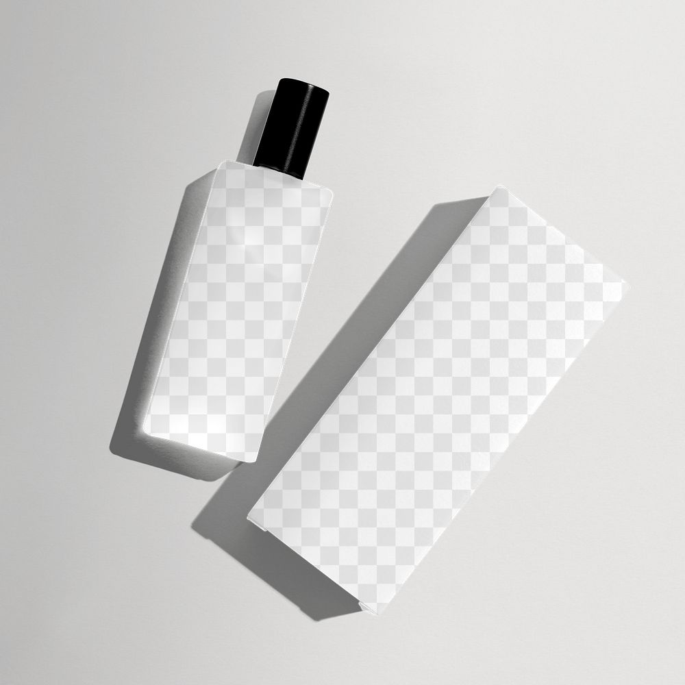 Bottle png mockup box beauty product packaging