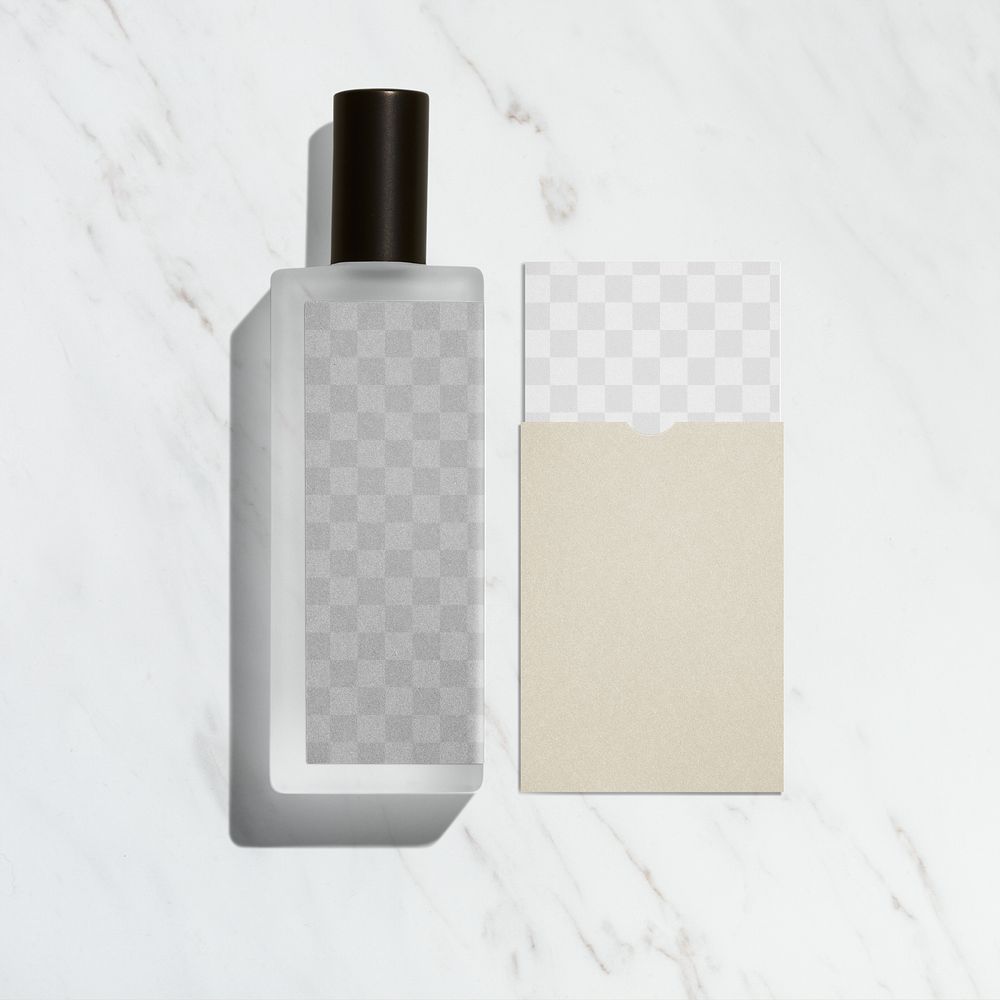 Bottle, business card png mockup transparent branding identity