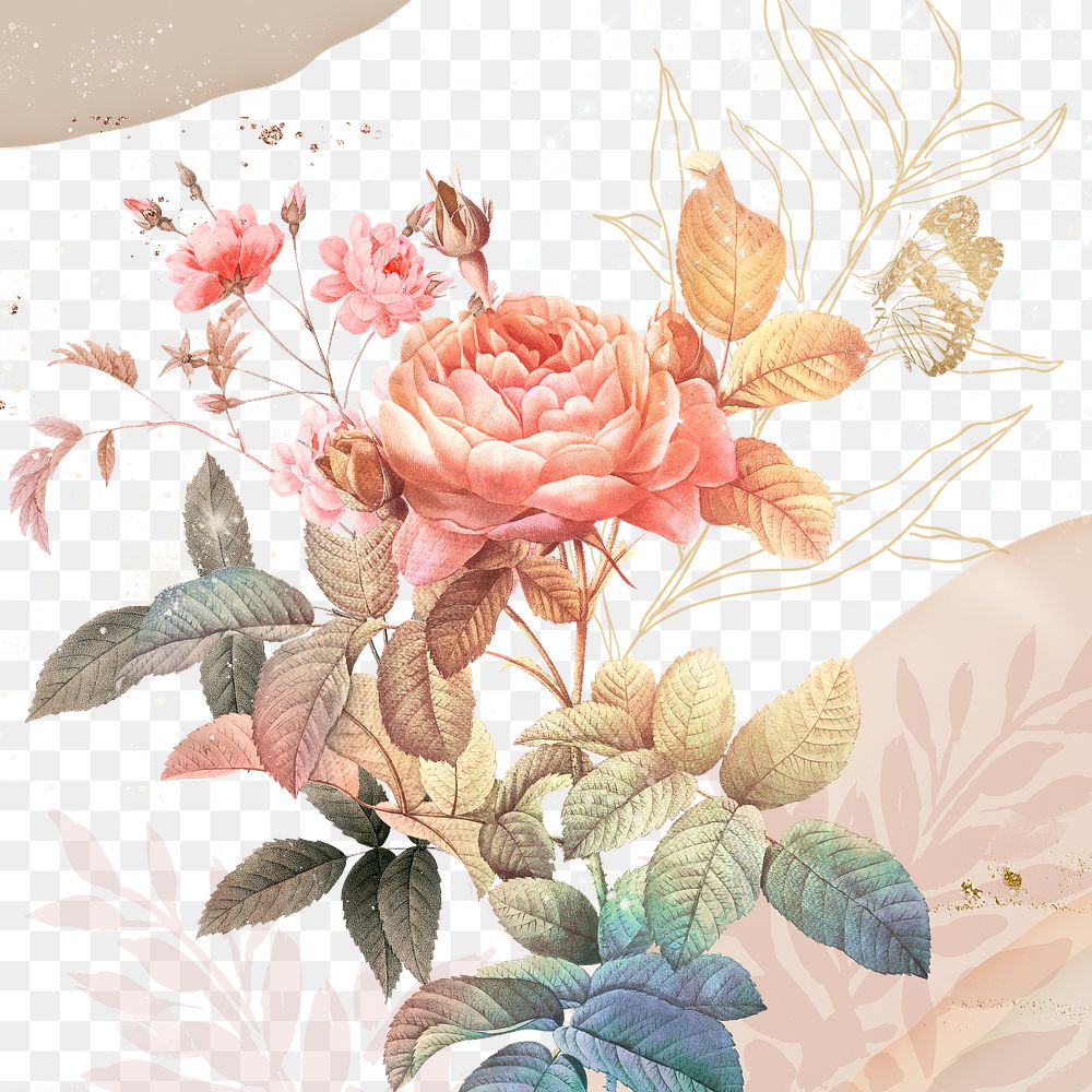Png flower background wedding border, remixed from vintage public domain images