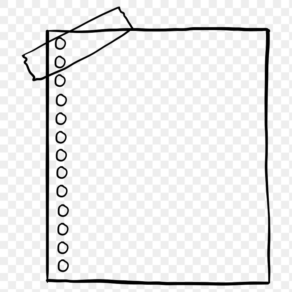 Digital note png paper element in hand drawn style on paper texture