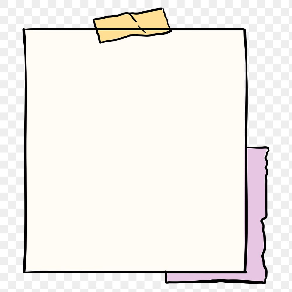 Png sticker note in blank paper element in hand drawn style