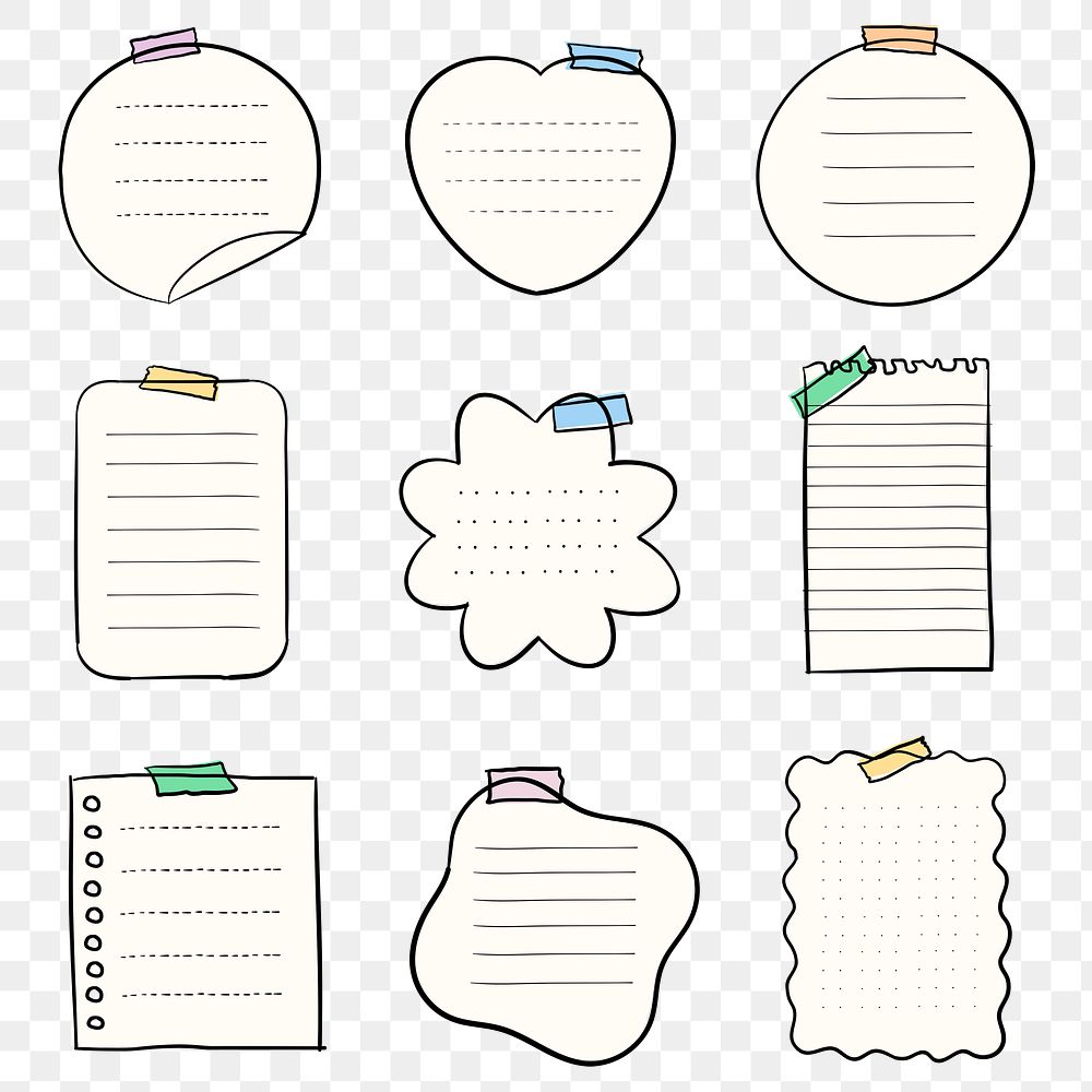 Png digital stickers pastel set in hand drawn style