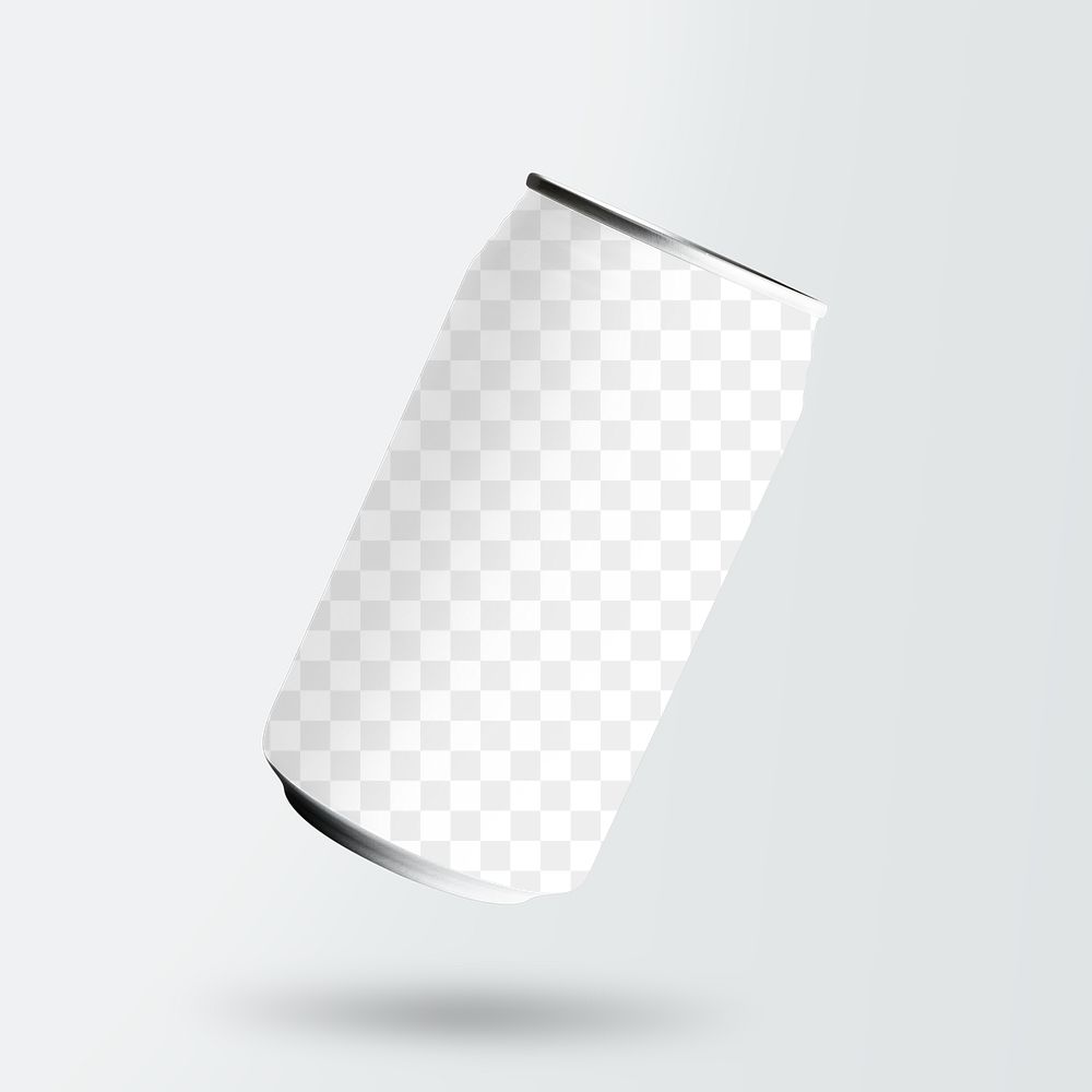 Soda can png mockup, transparent beverage packaging