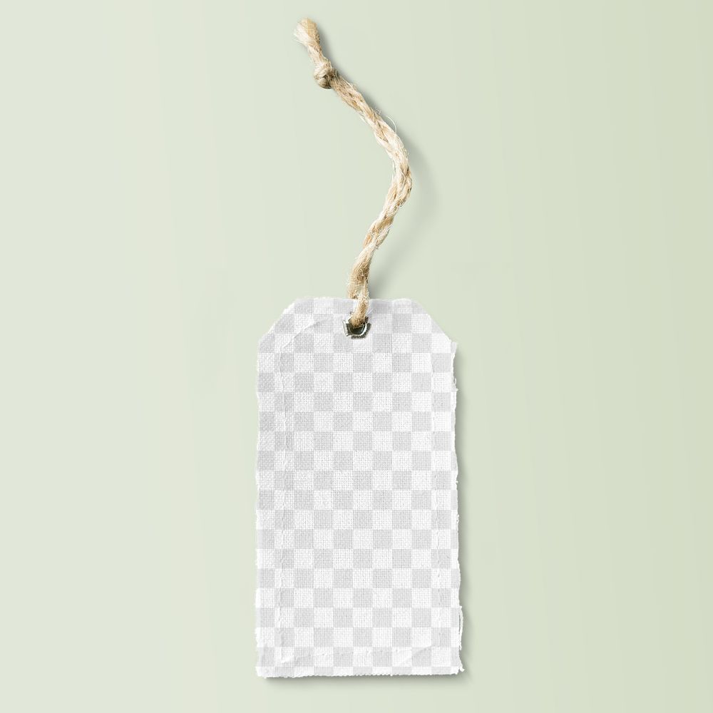Clothing tag png mockup, blank transparent realistic design