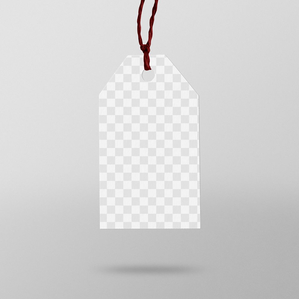 Clothing tag png mockup, blank transparent realistic design