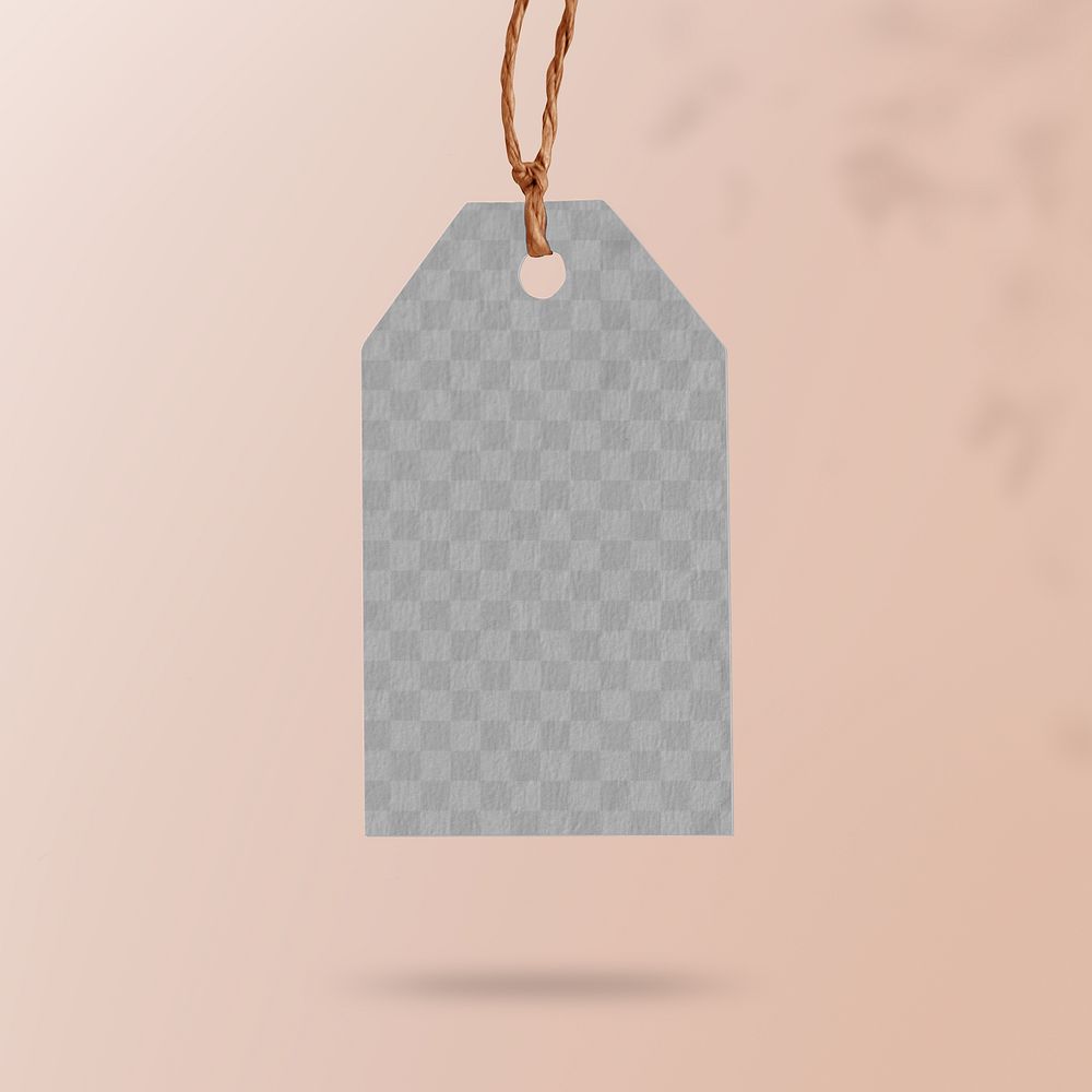 Clothing tag png mockup, blank transparent realistic design