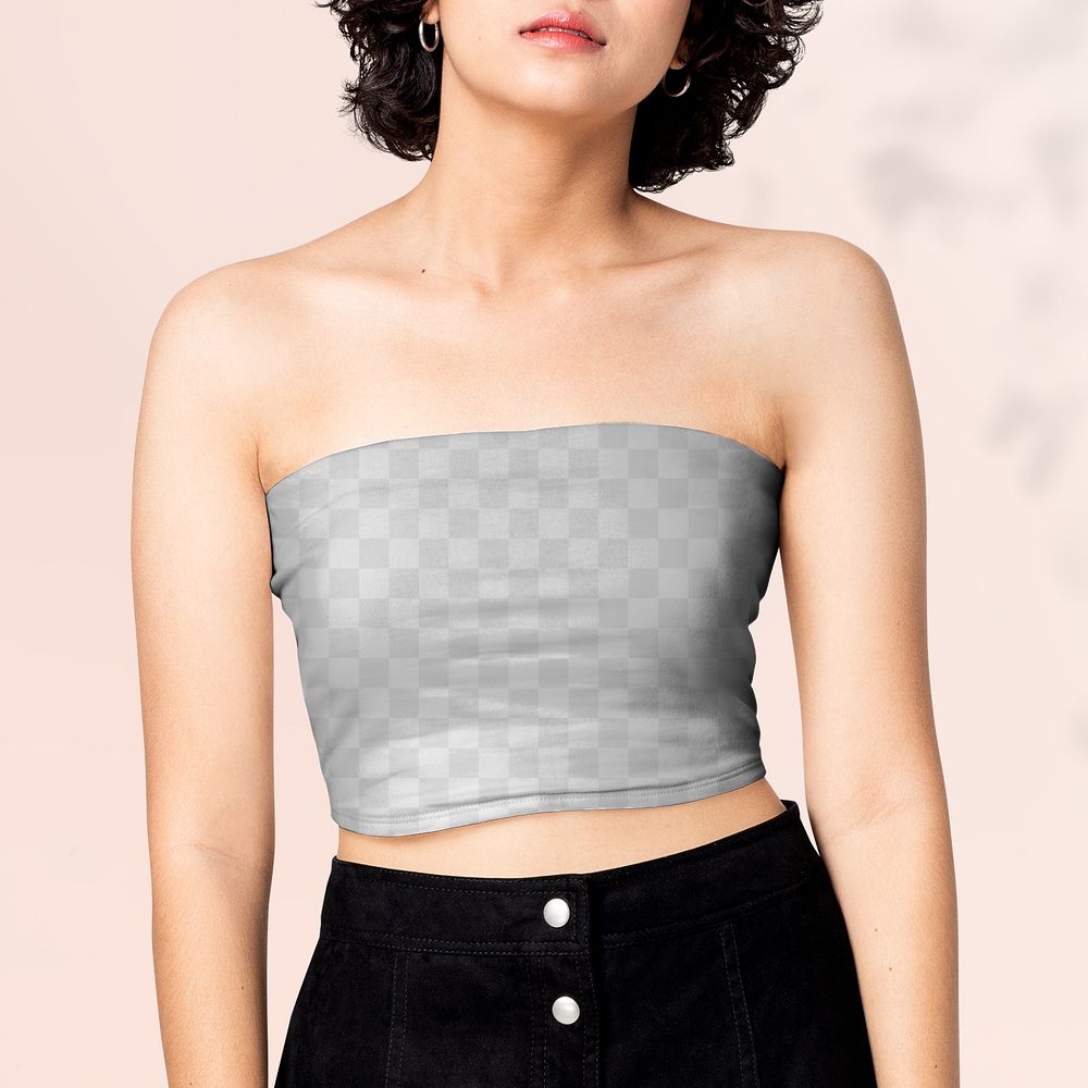 Bandeau top png mockup, transparent women’s apparel design