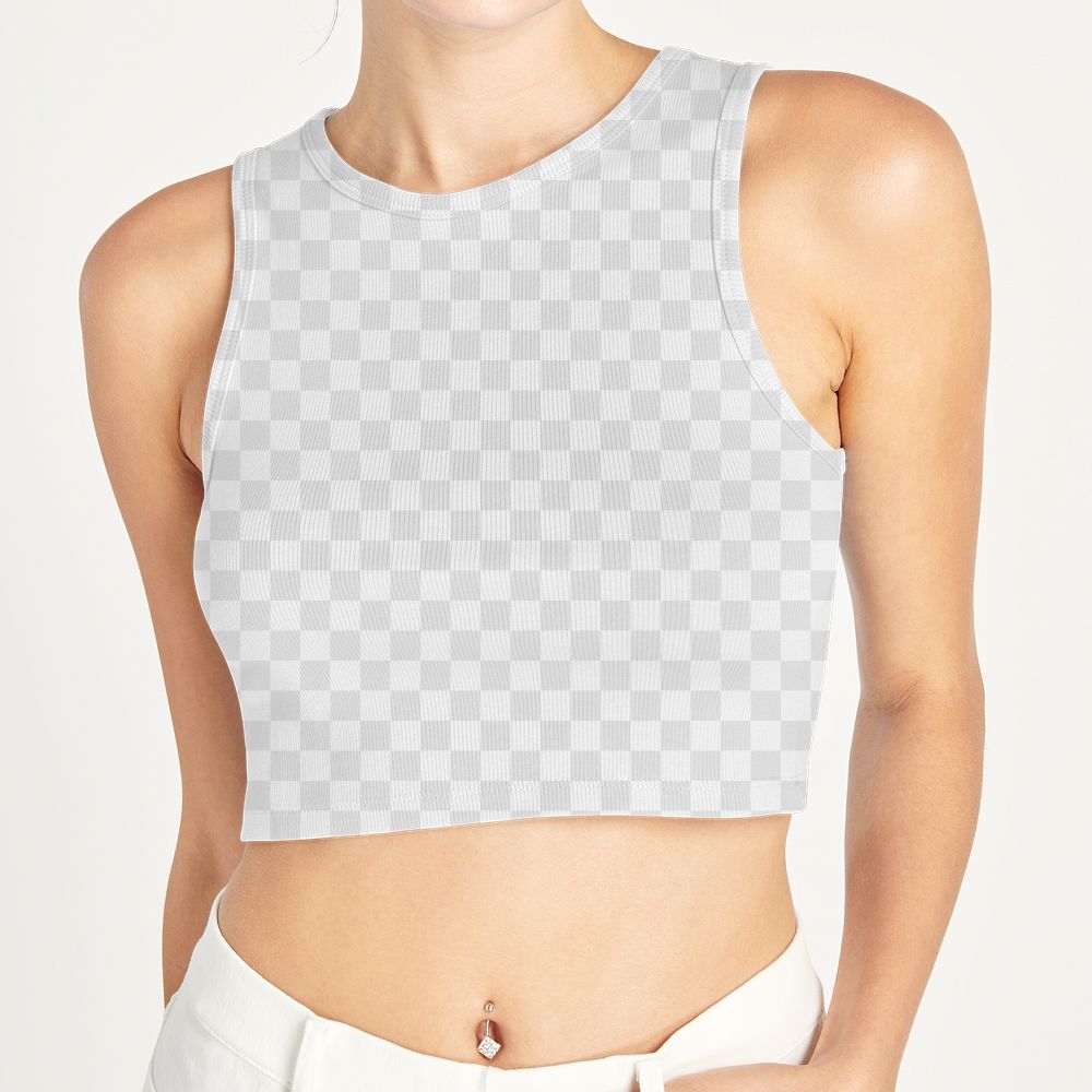 Crop tank top png mockup, transparent blank design space