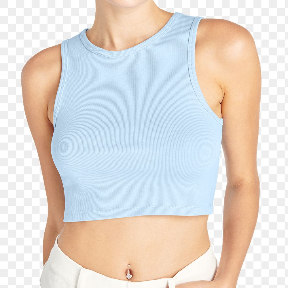 Woman png cut out, wearing crop tank top