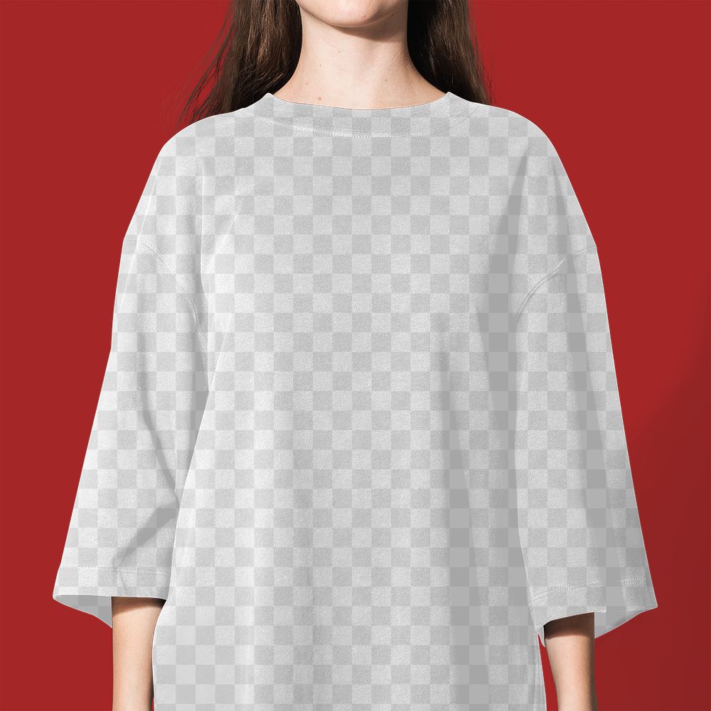 Oversized t-shirt png mockup, transparent realistic design