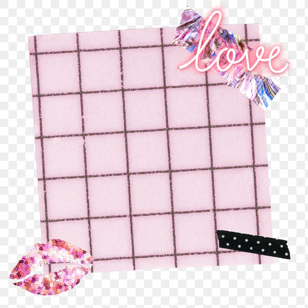 Png collage wallpaper background, pink note aesthetic paper, digital collage art