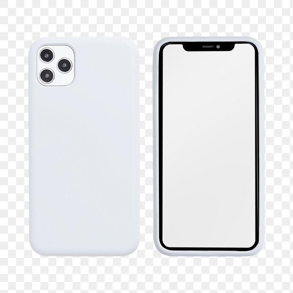 Png mobile phone screen & case, minimal white design