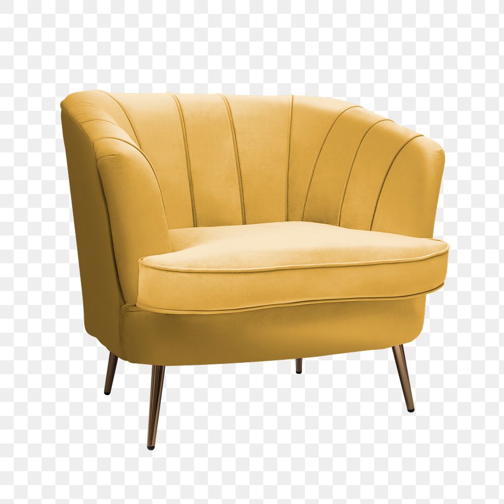 Yellow chair png sticker, transparent background and isolated object 