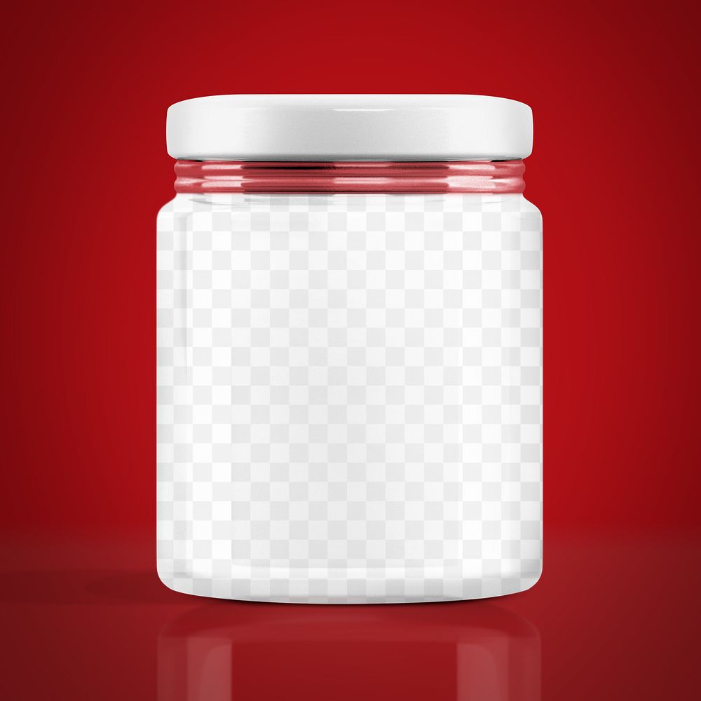 Png glass jar mockup, transparent design 