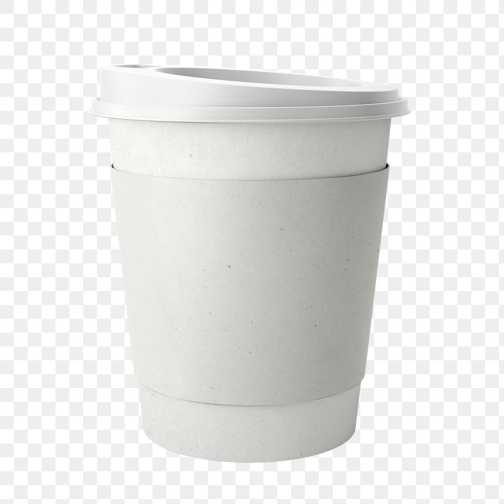 White png coffee paper cup on transparent background