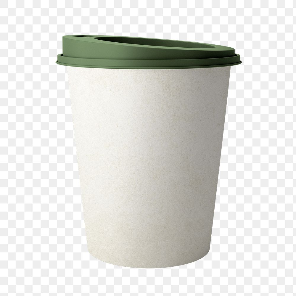 White png coffee paper cup on transparent background