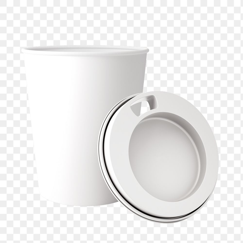 White png coffee paper cup on transparent background