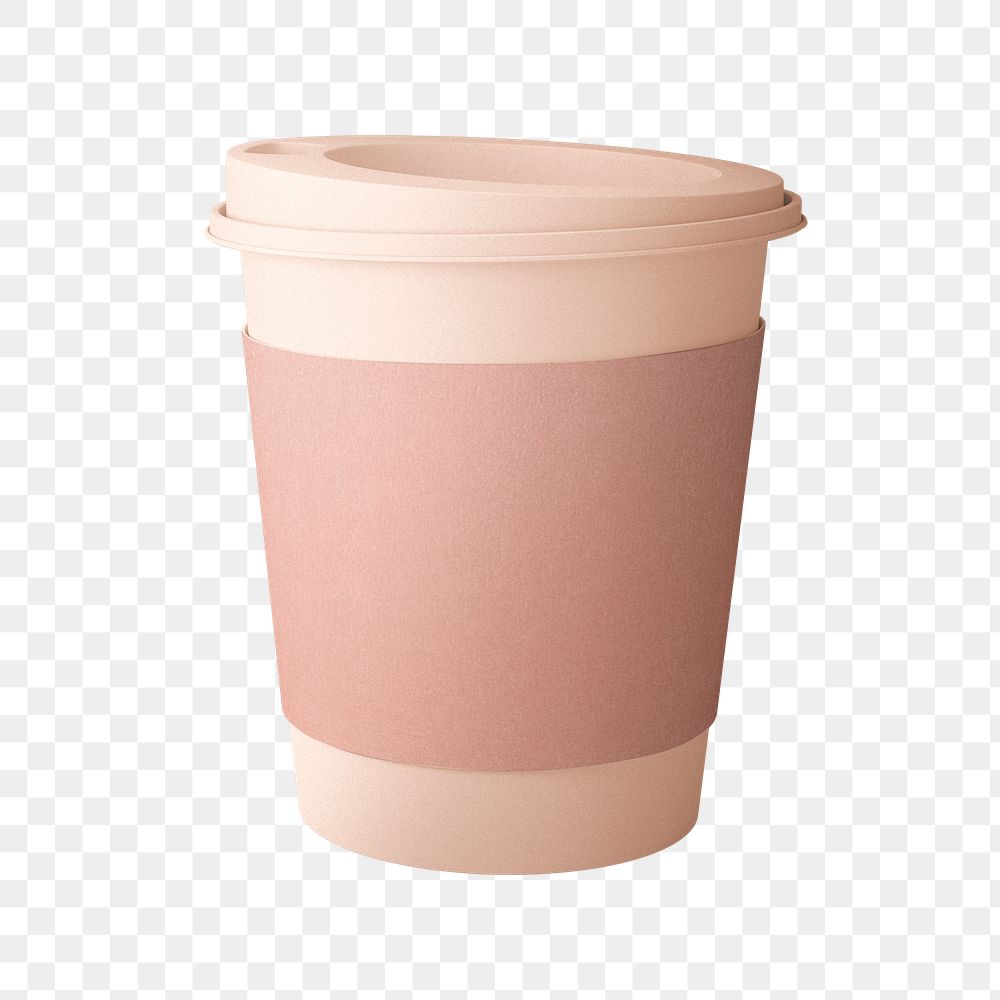 Pink png coffee paper cup on transparent background