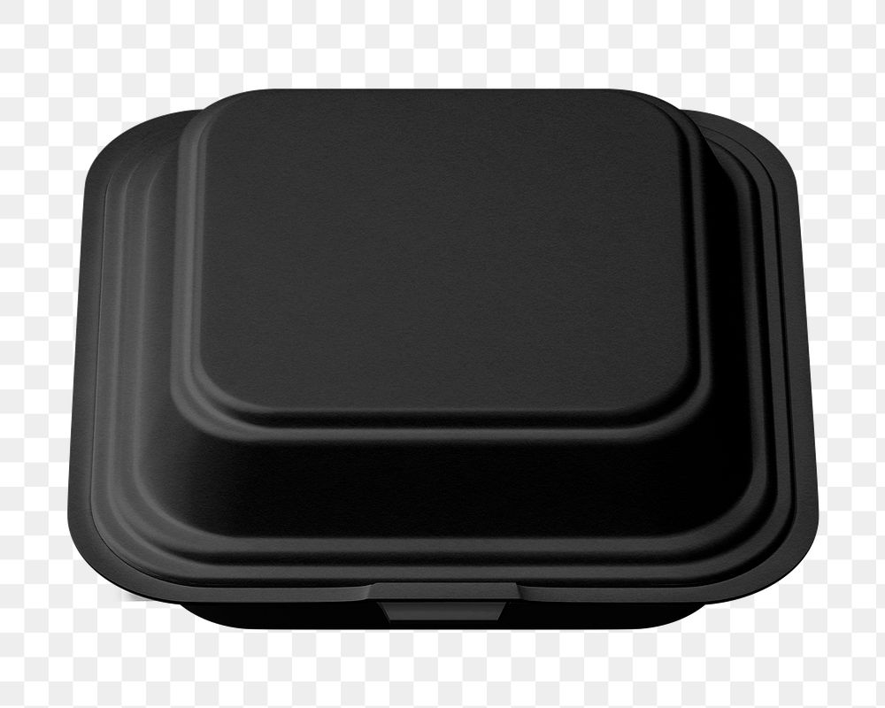 Takeout black png container on transparent background
