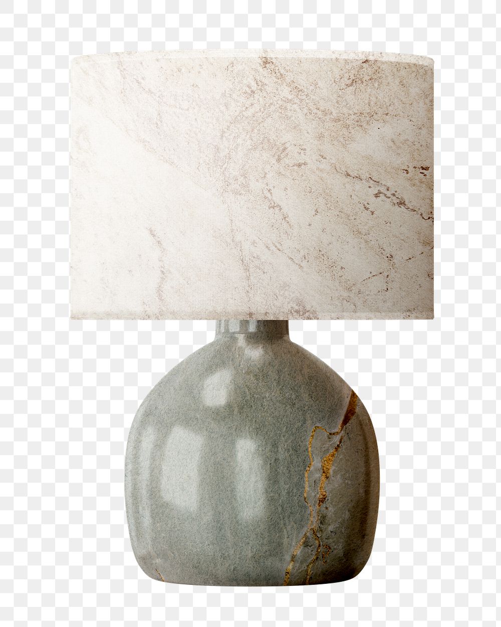 Aesthetic marble png lamp on transparent background