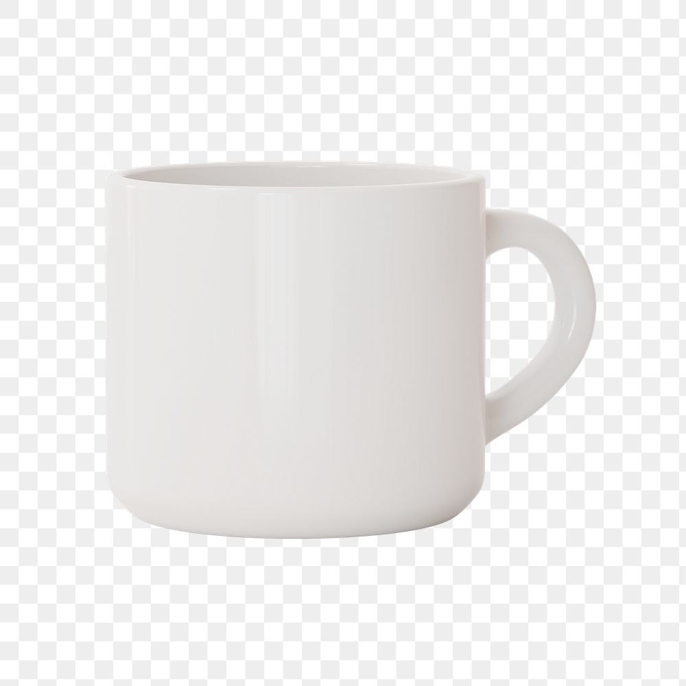 White png ceramic coffee cup on transparent background