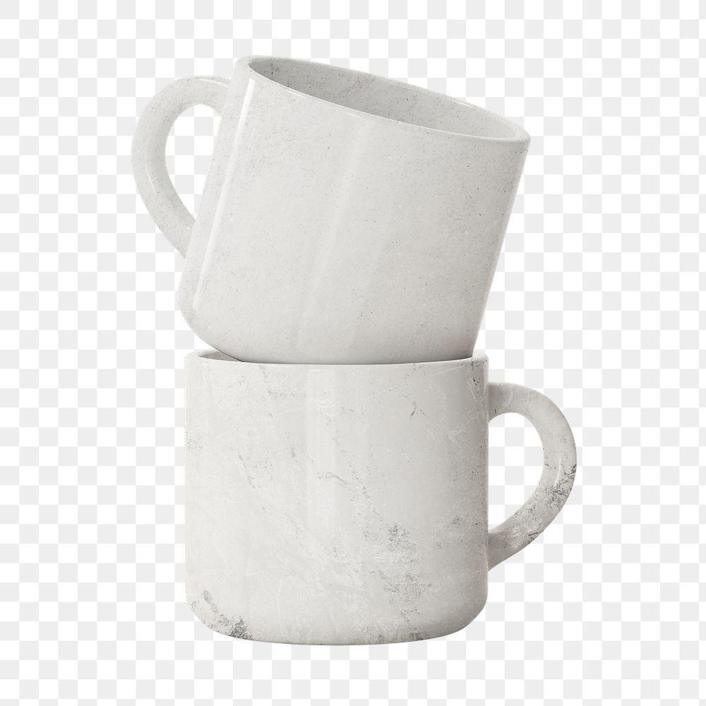 Marble png ceramic coffee cup on transparent background