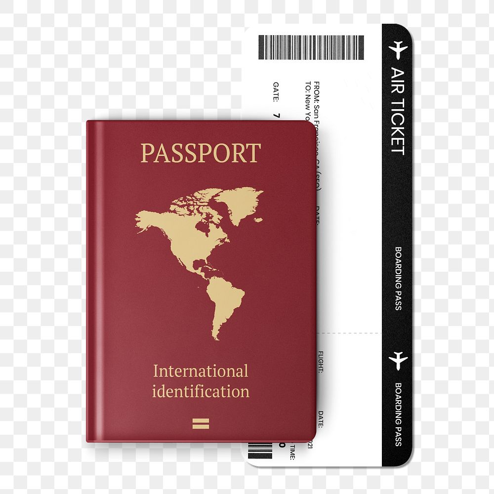 Passport png, international travel, realistic design on transparent background