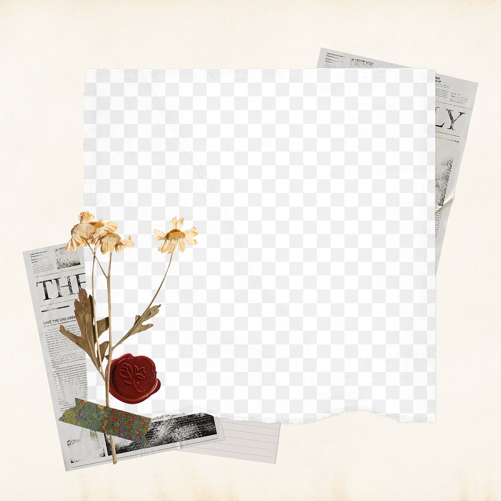 Dried flower collage png mockup, scrapbook aesthetic