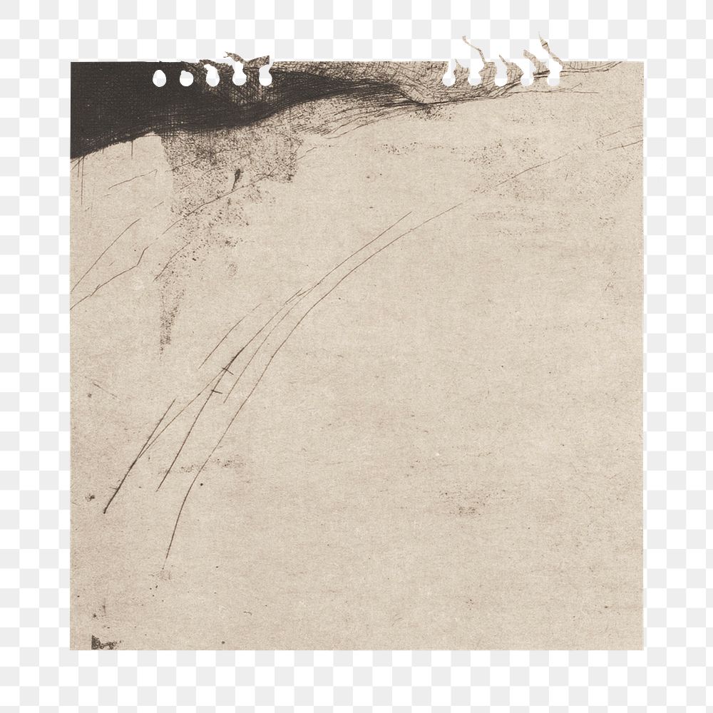 Ripped note png paper, beige blank design space on transparent background