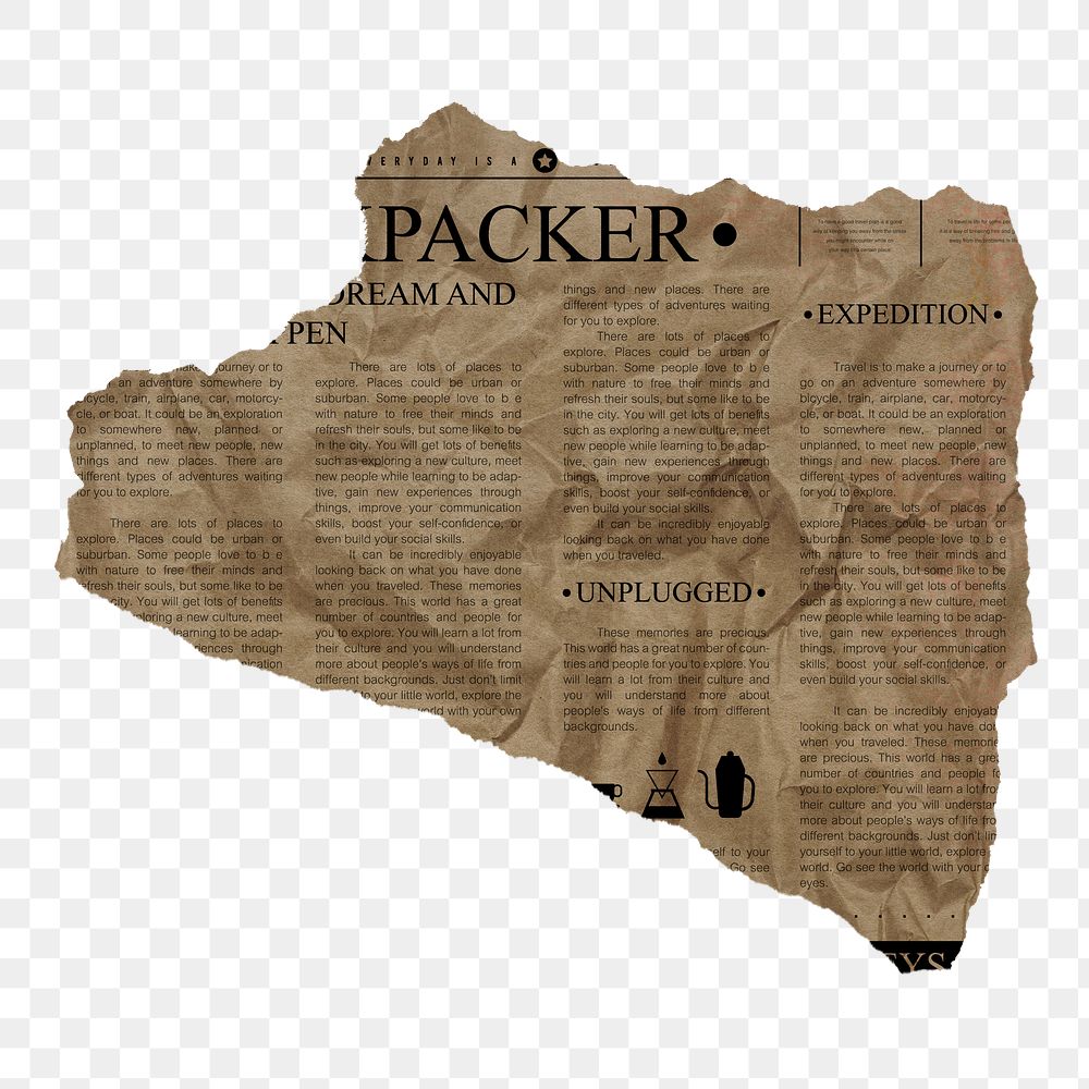 Ripped newspaper png clipart, vintage journal collage