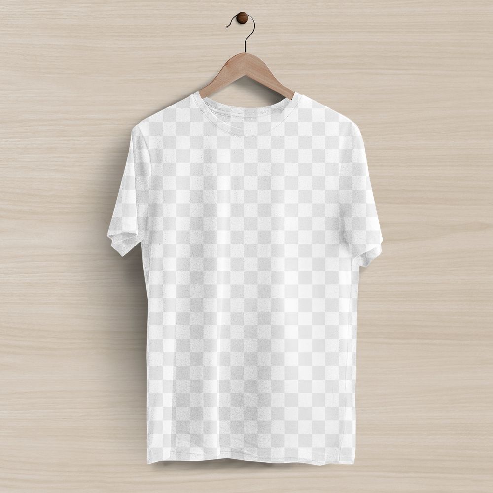 T-shirt png mockup, hanging tee transparent design