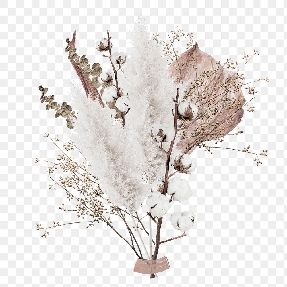 Silver flower bouquet png cut out, transparent background